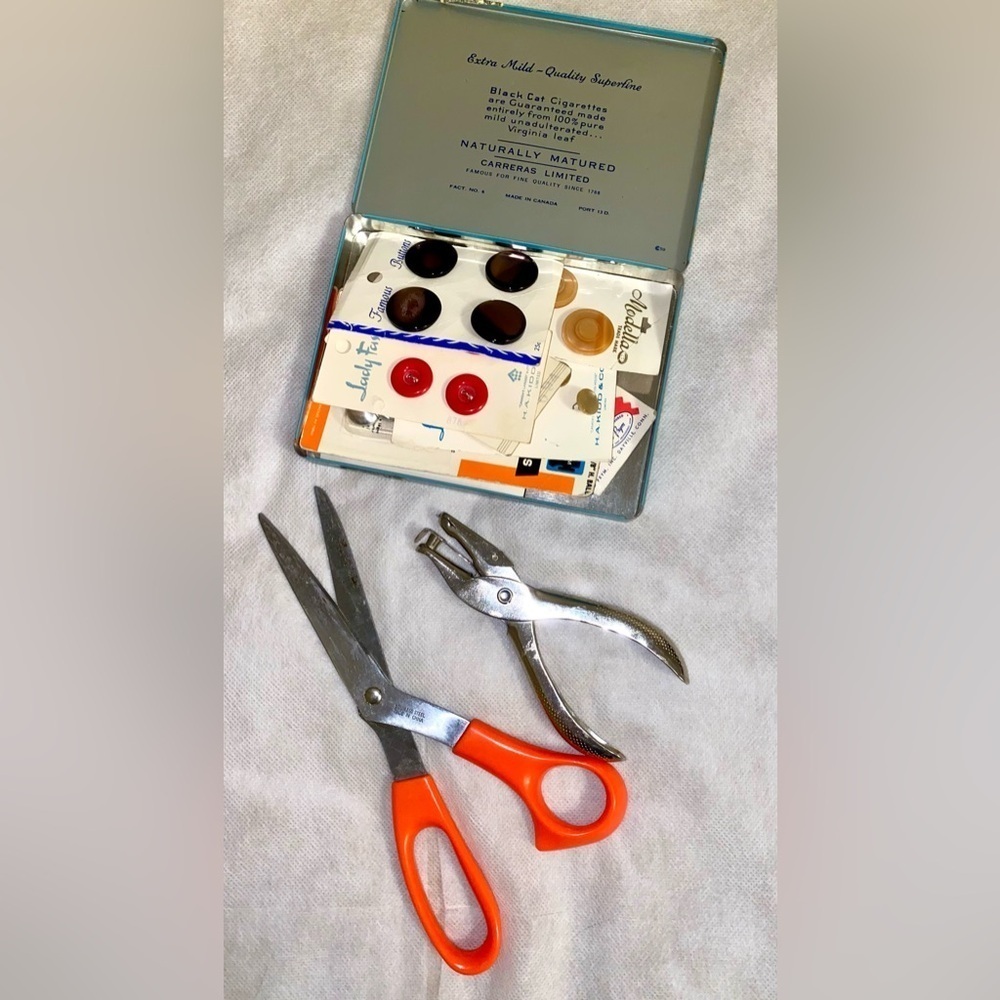 Orange Handled Scissors and Metal Hole Punch - all for sewing 🪡 accessories